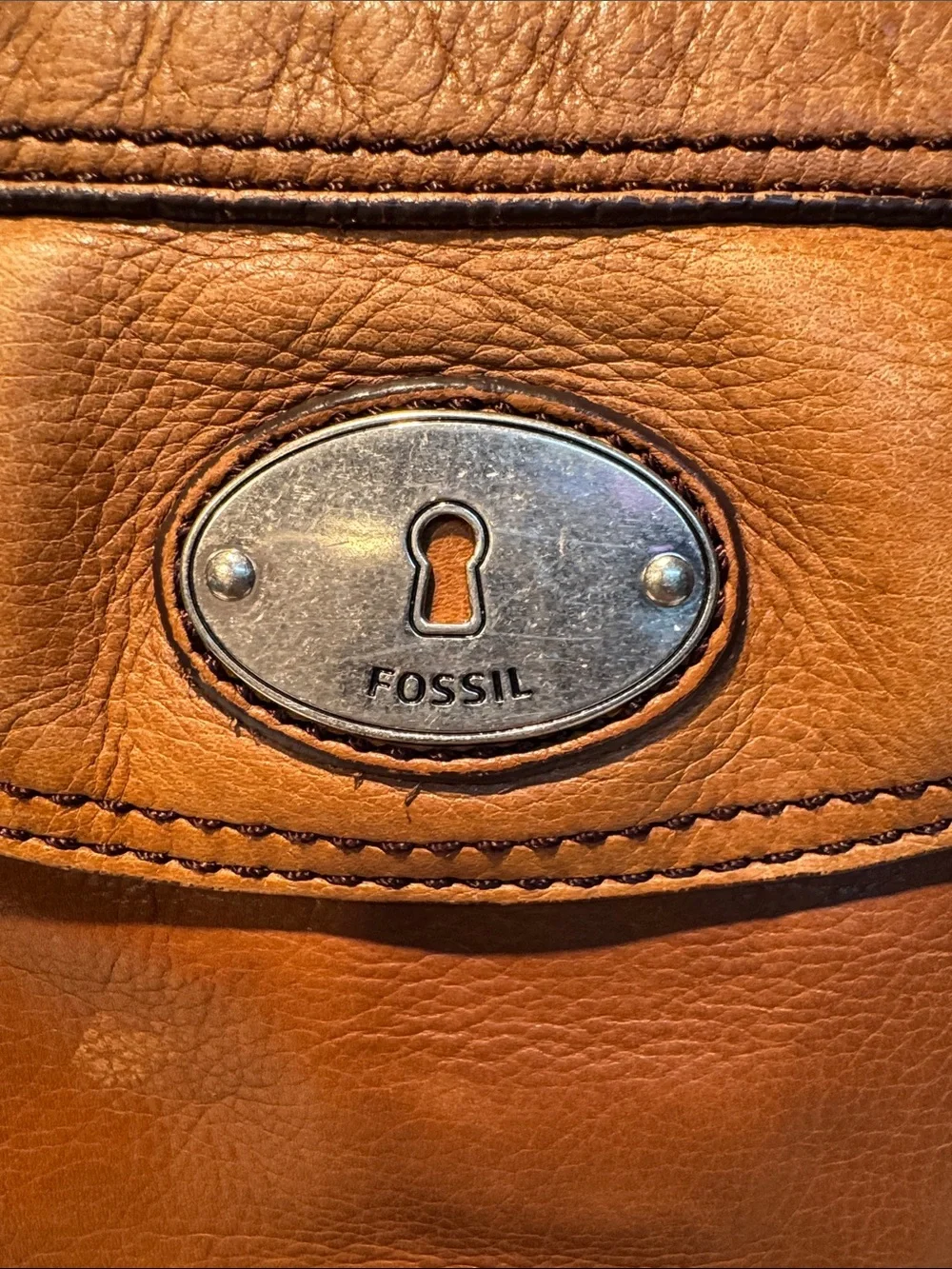 Fossil Cognac Brown Leather Messenger Crossbody
